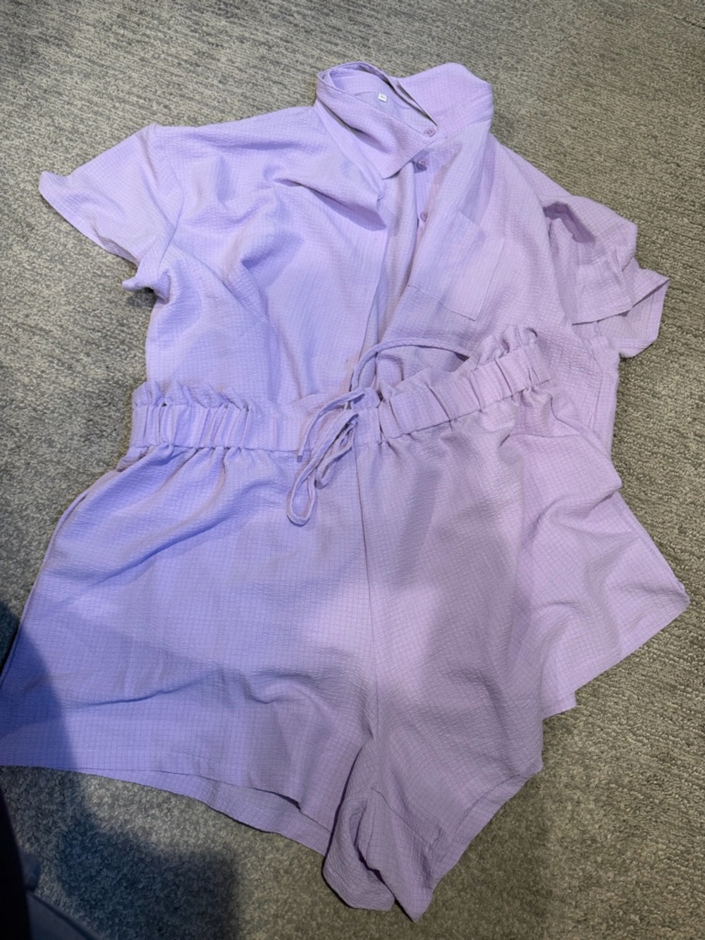 Lilac Short Sleeve Button 2 piece short set size 3XL